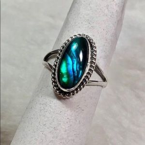 .925 Sterling Silver Possibly Abalone Vtg ~ Beautiful Ring!